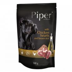 Kapsička Piper Adult s kuracími srdciami a hnedou ryžou 500 g